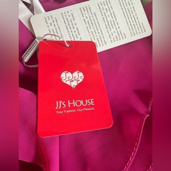 JJs House Gown womens size 4 fuchsia Maxi chiffon Ruffle spaghetti strap Dress - Picture 7 of 12